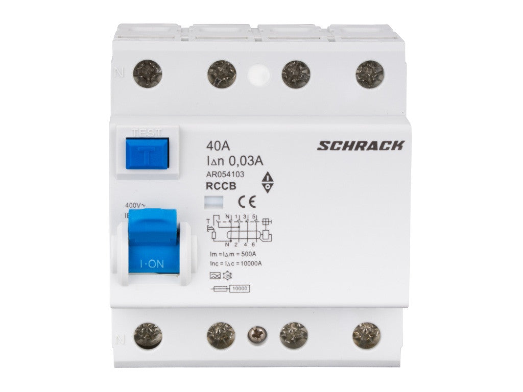 Schrack áram-védőkapcsoló 4P A 40A, 30mA 10kA Amparo AR054103