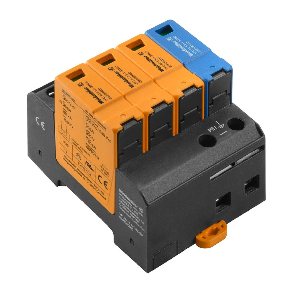 Weidmüller AC túlfeszültség levezető 3 fázisú VPU AC II 3+1 300V/50kA (T2+T3)