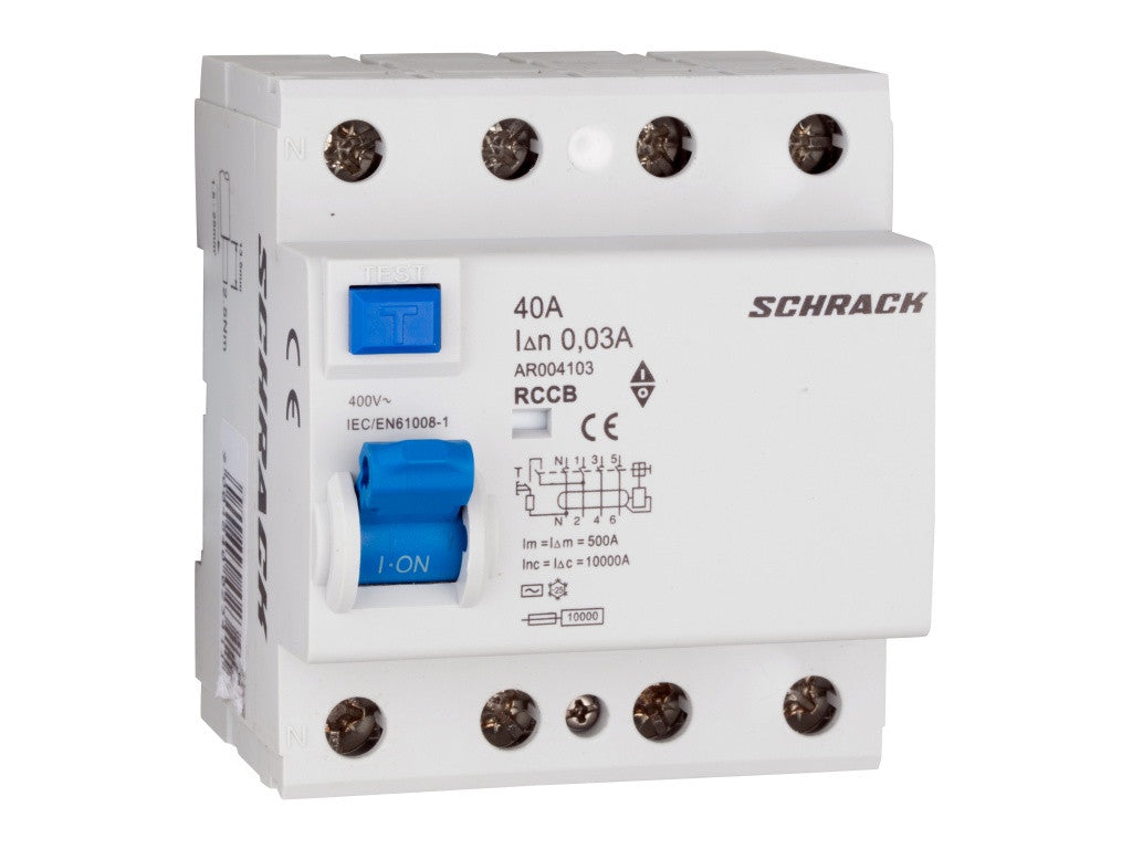 Schrack hibaáram kapcsoló 10kA, 40A, 4 pólusú, 30mA, AC