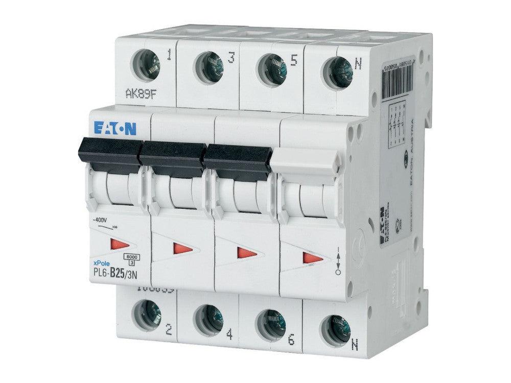 Eaton PL6-C25/3N Kismegszakító, 6kA 3 pólus+nulla 106912